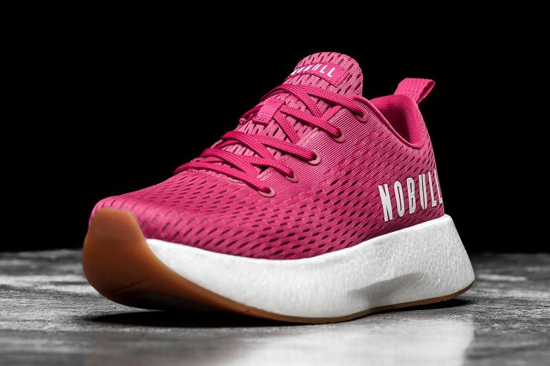 White Nobull Magenta Runner+ Men's Running Shoes | CA D1181F